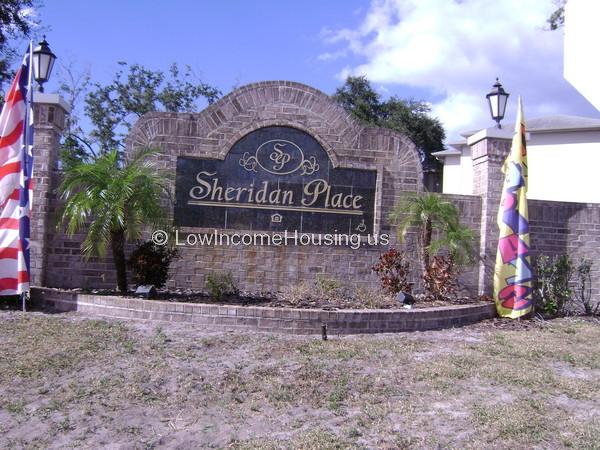 Stone place marker entrance for Sheridan Place