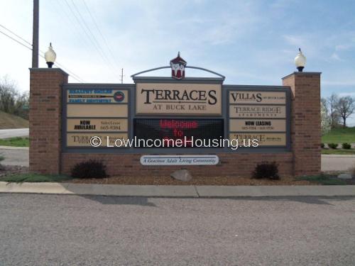 The entrance to the Terraces housing development.  