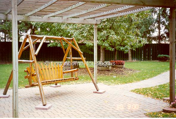 Spacious comfortable outside bench seating for two 