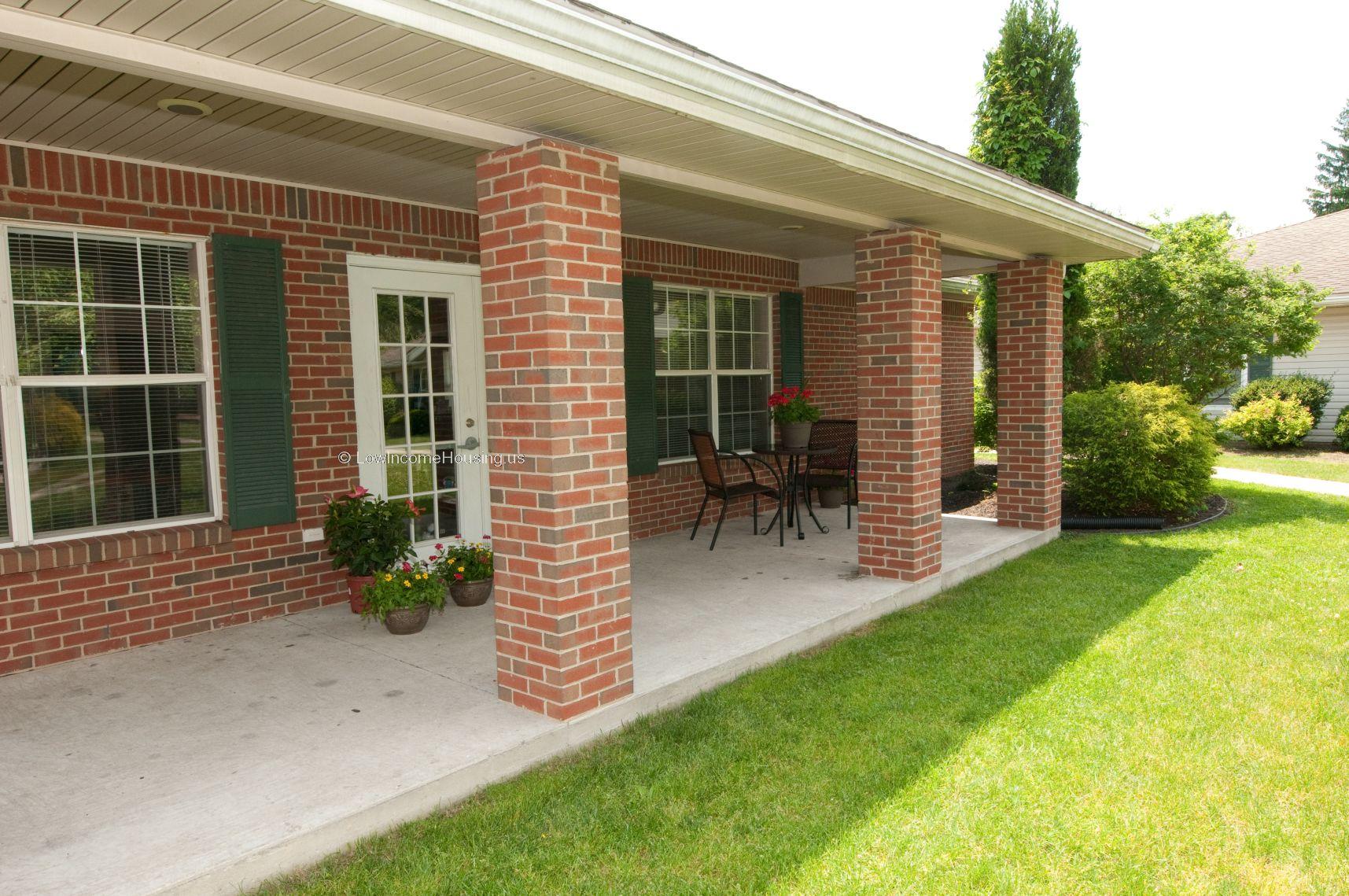 Red brick wall, wooden door, steel window frames, lawn furniture and potted plants were obtained in 1/2 day.  