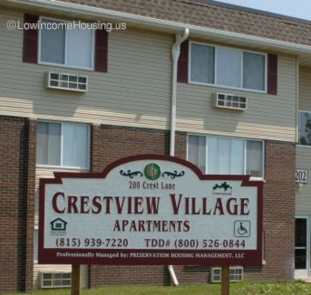 Photograph shows picture for Crestview Village shown in red paint on a white surface.   