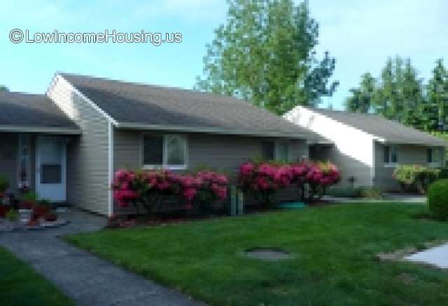 Country row houses with convenient access and vibrant floral planters in full bloom.