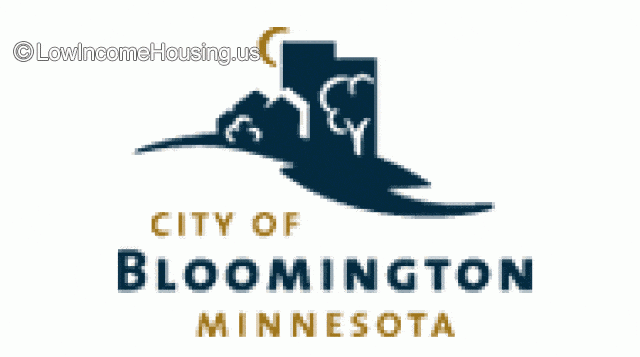 Logo depicting Bloomington, Minnesota with cottage style single family dwellings, mature trees, sun light, large buildings housing industries in the heart land. 