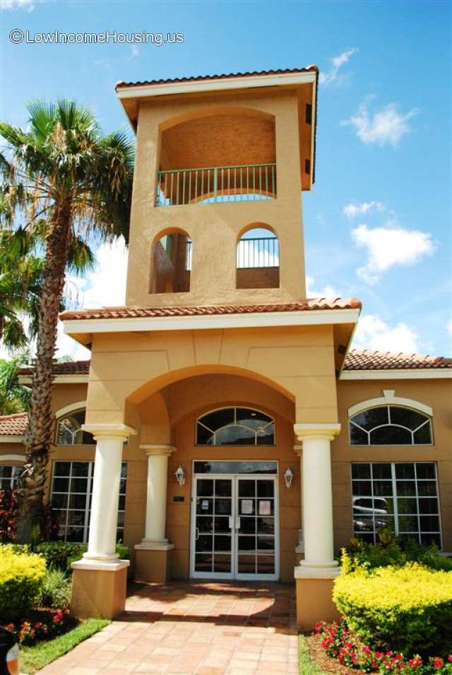 Bell tower entrance to housing facility.  Painted in Bright Orange. 